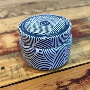 Anthropologie Signature Scent Blue and White Geometric Candle